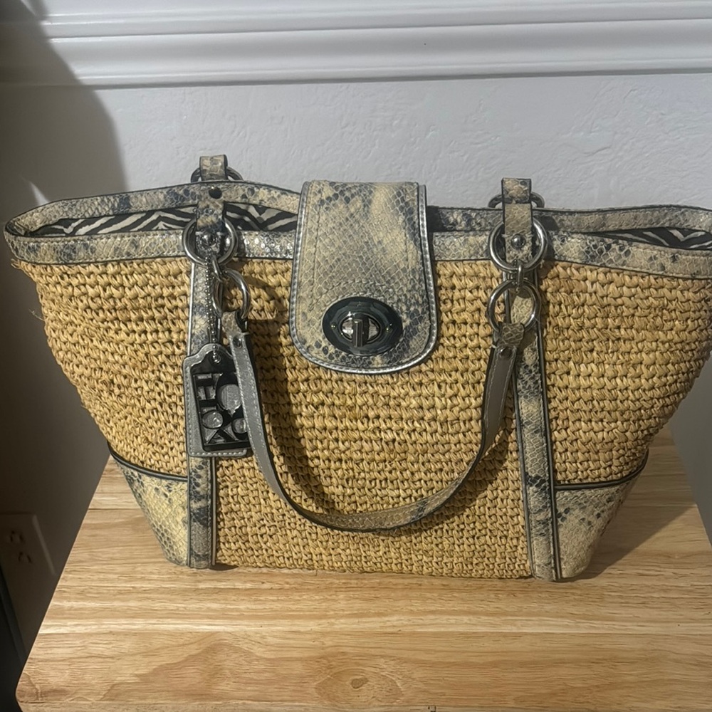 Coach Tan Shoulder Bag with Woven Design